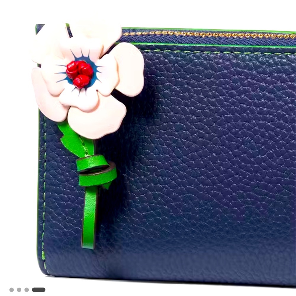 Kate Spade Navy Wallet with Floral Accent